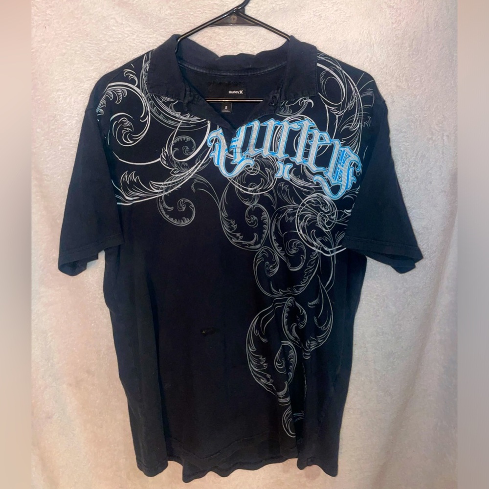 Hurley Black and Blue design Collared Tee